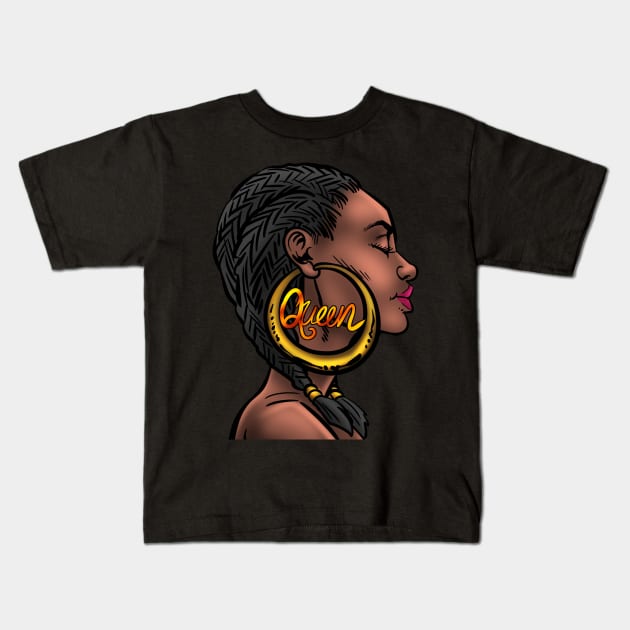 Strong Black Queen Phenomenal Woman Melanin Afro American Kids T-Shirt by Proficient Tees